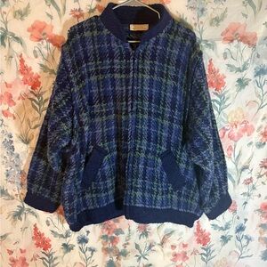 Vintage Blue and Green Plaid Jacket